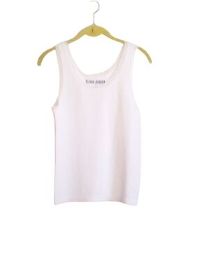 Olivia Jordan White Ribbed Seamless Lace Detail Tank Camisole Top Scoop Neck 1X